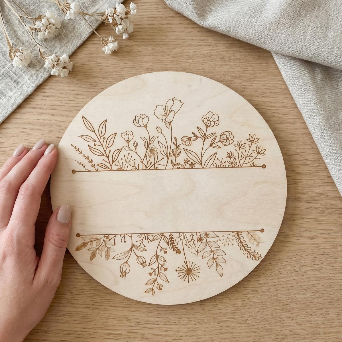 Personalized Floral Round Wood - Nursery review and price