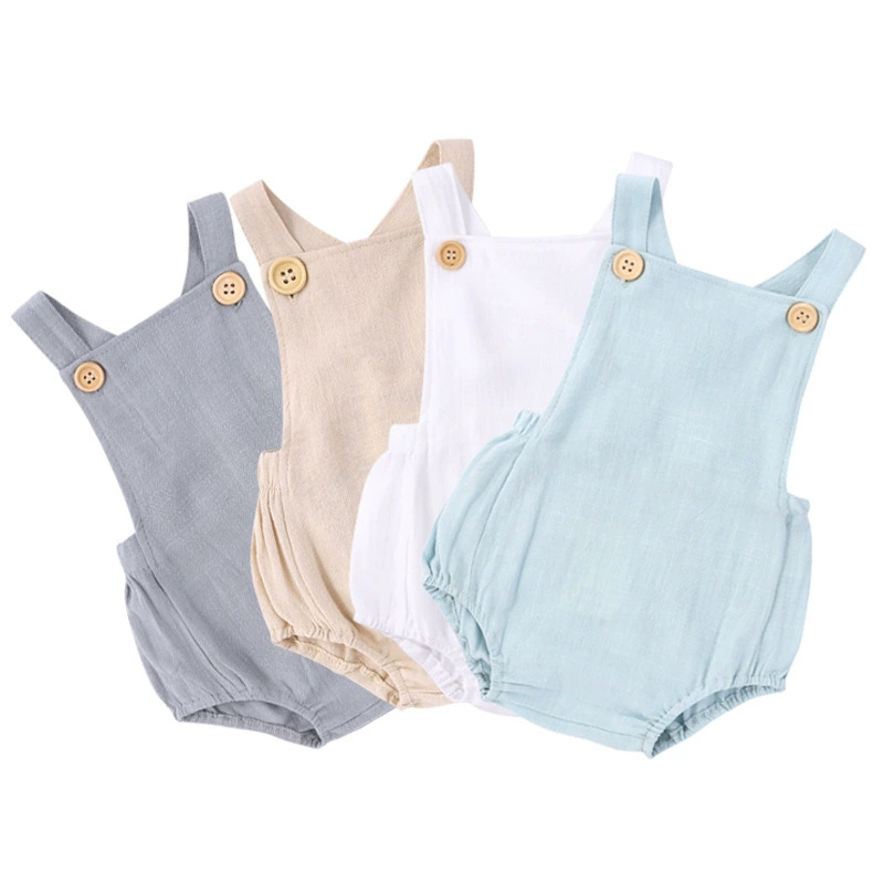 2025 Summer Newborn Baby Boys  - Baby Summer Linen Sleeveless Jumpsuit review and price