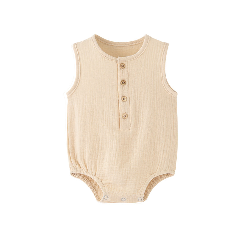Summer Solid Newborn Baby 100% - Baby Summer Linen Sleeveless Jumpsuit review and price